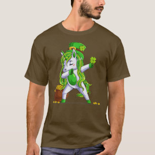 Girls Dabbing Unicorn Leprechaun Lepricorn St Patr T-Shirt