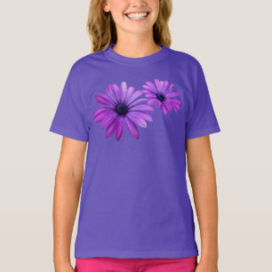 Girl's Daisy T-shirt Organic Purple Flower Shirt