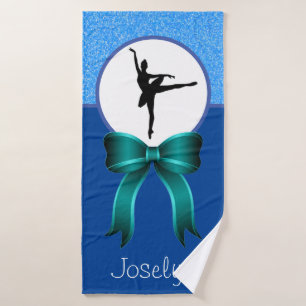Girls Dance Glitter and Bow Bath Towel