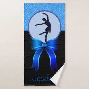 Girls Dance Glitter and Bow Bath Towel