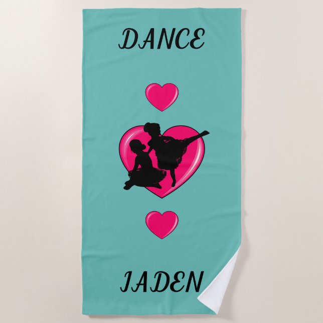 Girls Dance & Hearts Beach Towel (Front)