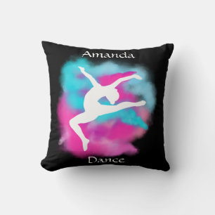 Girls Dance Leap Pink Blue Colour Bomb with Name  Cushion