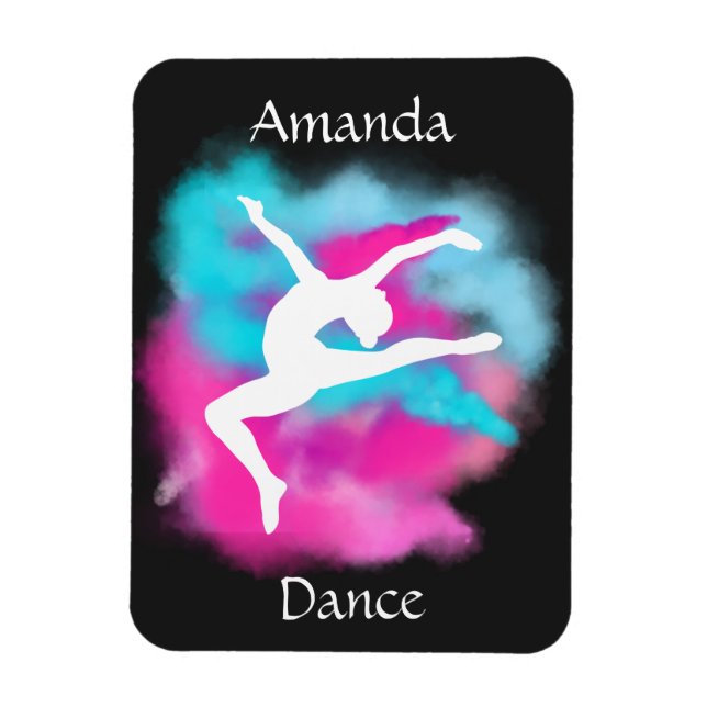 Girls Dance Leap Pink Blue Colour Bomb with Name   Magnet (Vertical)