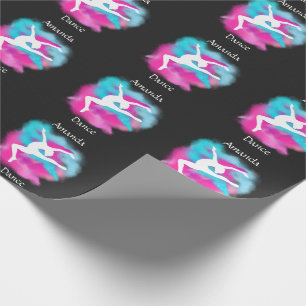 Girls Dance Leap Pink Blue Colour Bomb with Name  Wrapping Paper