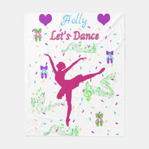 Girls Dance Musical Notes Fleece Blanket