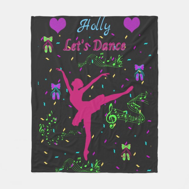 Girls Dance Musical Notes Fleece Blanket (Front)