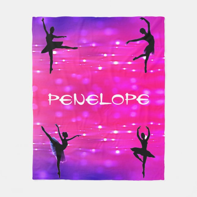 Girls Dance Pink & Purple Fleece Blanket (Front)