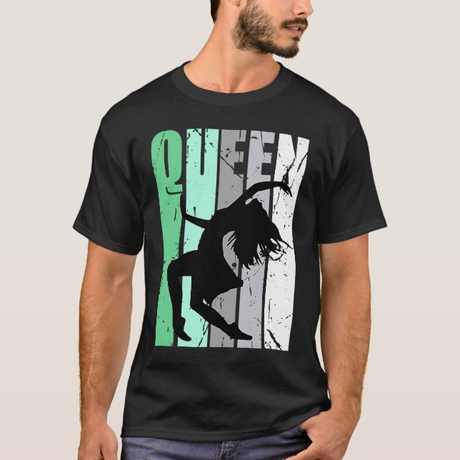 Girls Dance Queen Dancer Retro Graphic Motivate T-Shirt (Front)