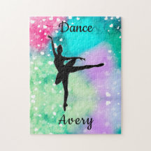 Girls Dance Watercolor with Floating Hearts  