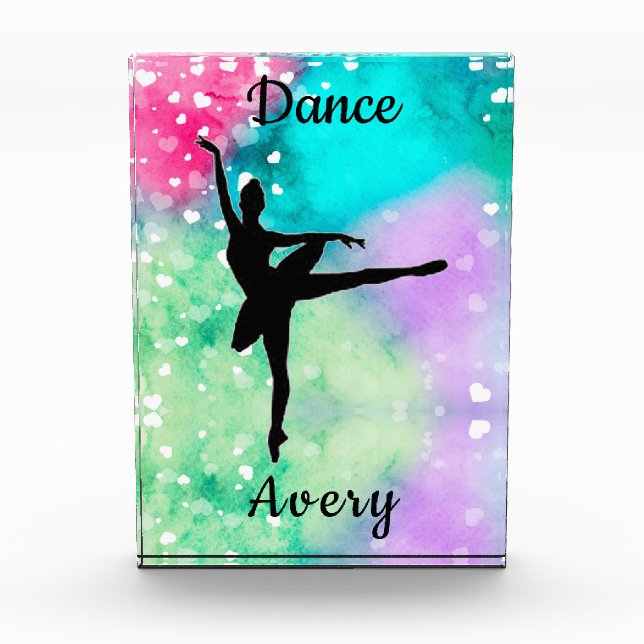 Girls Dance Watercolor with Floating Hearts  Photo Block (Front)