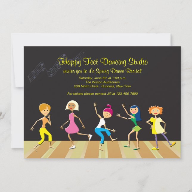 Girls Dancing Recital Invitation (Front)