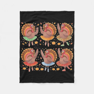 Girls Dancing Turkey Ballerina Thanksgiving Fall A Fleece Blanket