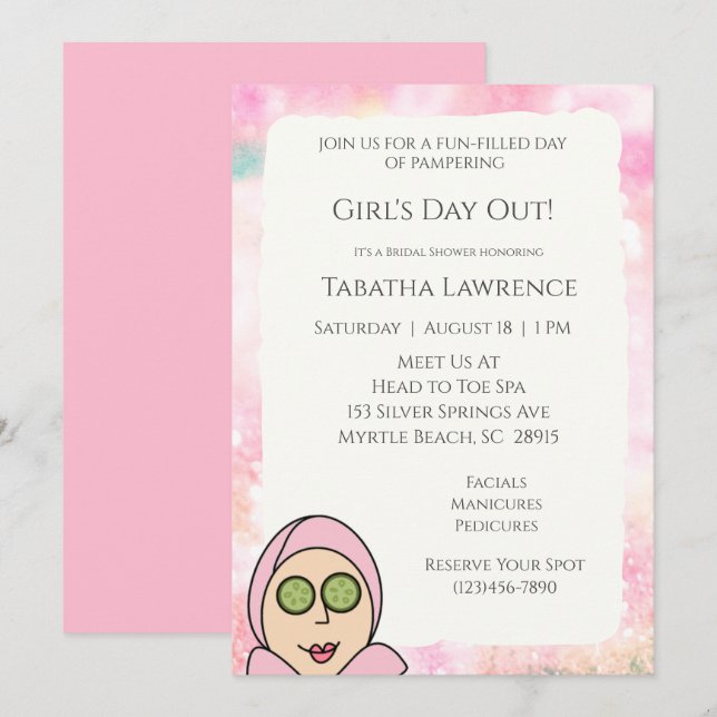 Girls Day Out Spa Invitation (Front/Back)