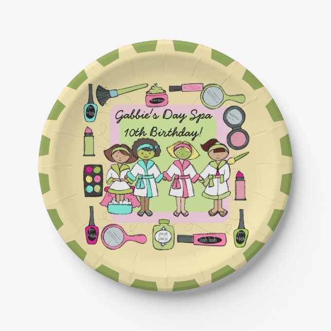 Girls Day Spa Birthday Paper Plate (Front)