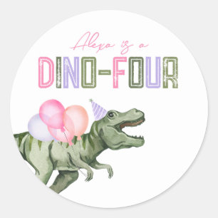 Girl's Dino-Four Party Stickers