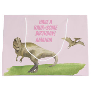 Girls Dinosaur Birthday Large Gift Bag