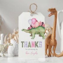 Girl's Dinosaur Birthday Party Favour Tags