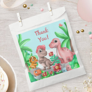 Girl's Dinosaur Birthday Thank You Favour Bags