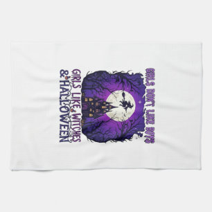 Girls Dont Like Boys Witches Halloween Haunted Hou Tea Towel