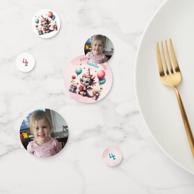 Girl's Dragon Themed Birthday Party Confetti (Group)