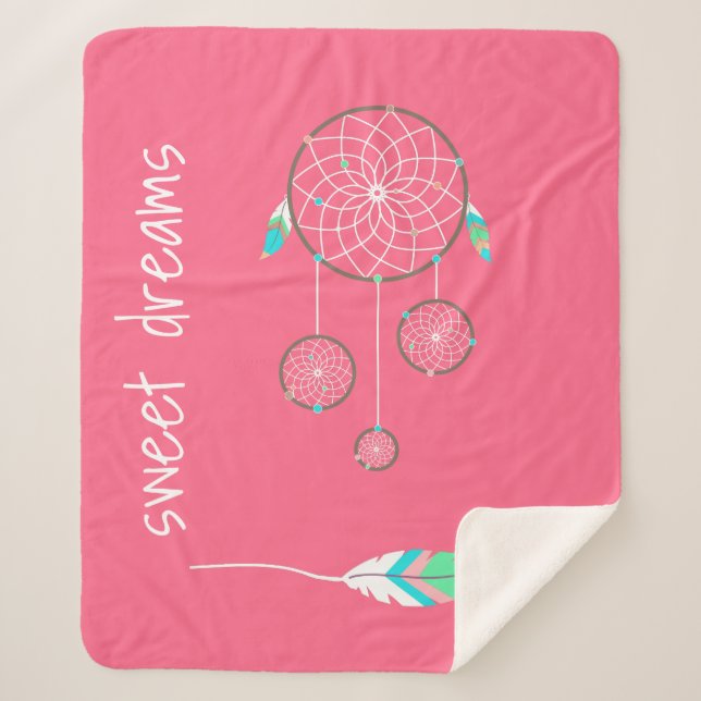 Girls Dream Catcher Sherpa Blanket (Front)