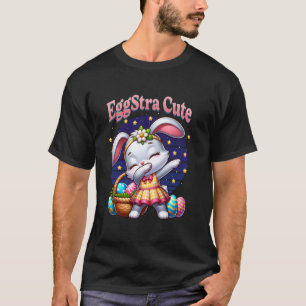 Girls Easter Bunny Dabbing Eggstra Cute Egg Hunt T-Shirt