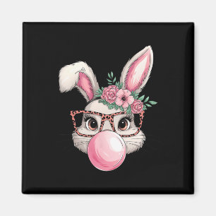 Girls Easter Bunny Face Leopard Easter Day Women K Magnet