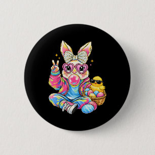Girls Easter Cute Bunny Coquette Pink Easter Kids 6 Cm Round Badge