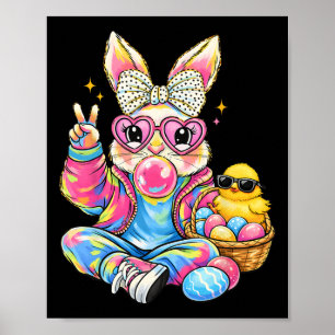Girls Easter Cute Bunny Coquette Pink Easter Kids Poster