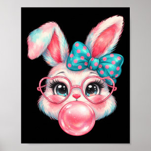 Girls Easter Cute Bunny Face Coquette Easter Kids Poster