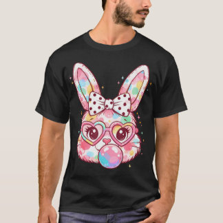 Girls Easter Cute Bunny Face Pink Easter Girls T-Shirt