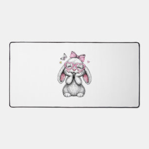 Girls Easter Cute Bunny Face Pink Easter Kids Todd Desk Mat