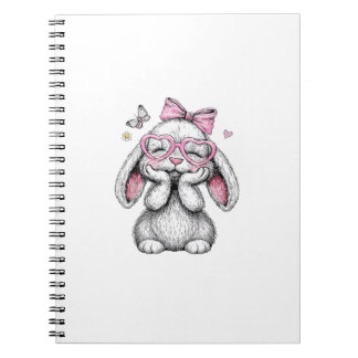 Girls Easter Cute Bunny Face Pink Easter Kids Todd Notebook