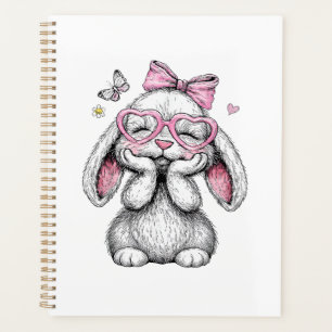 Girls Easter Cute Bunny Face Pink Easter Kids Todd Planner