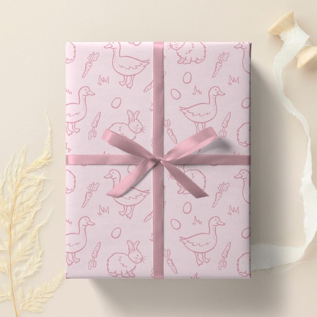 Girls Easter Cute Bunny Rabbit Goose Girly Spring Wrapping Paper (Creator Uploaded)