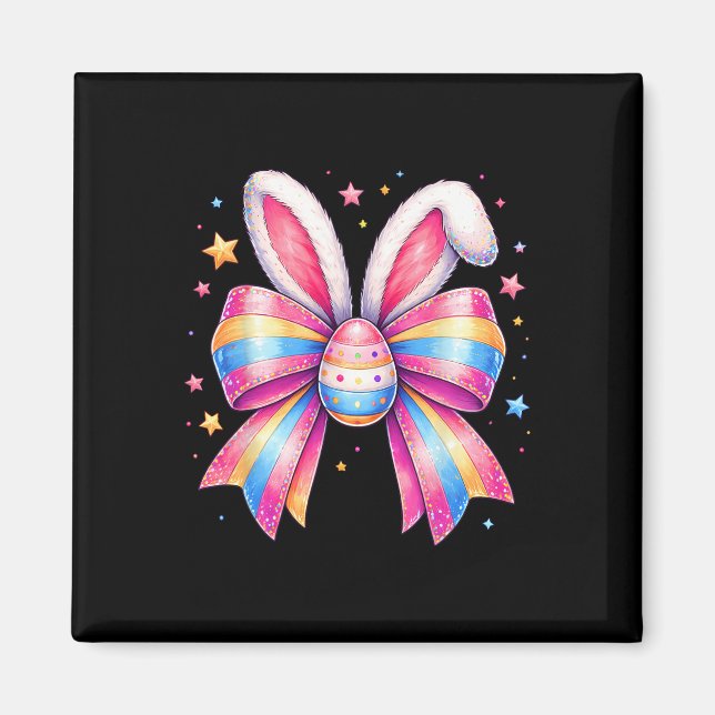 Girls Easter Cute Coquette Bow Egg Easter Kids Gir Magnet (Front)