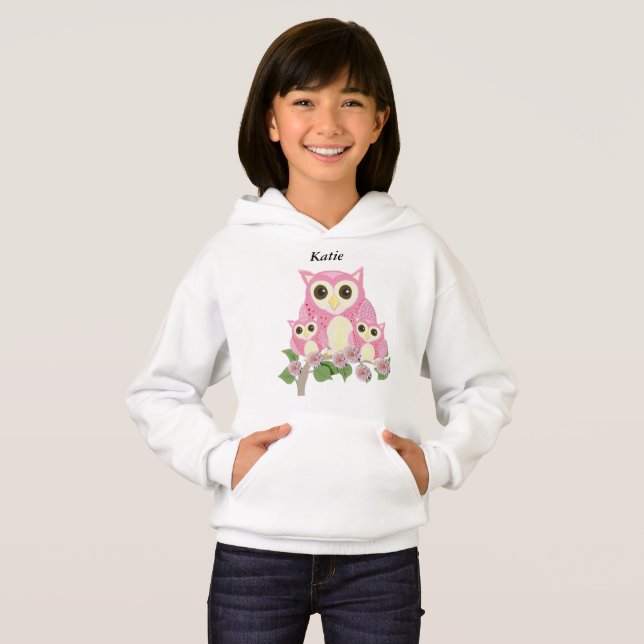 Girls editable pink Owls (Front Full)