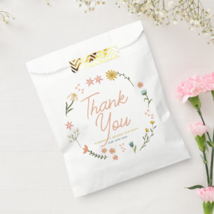 Girls Elegant Pink Boho Wildflower Girls Birthday Favour Bags