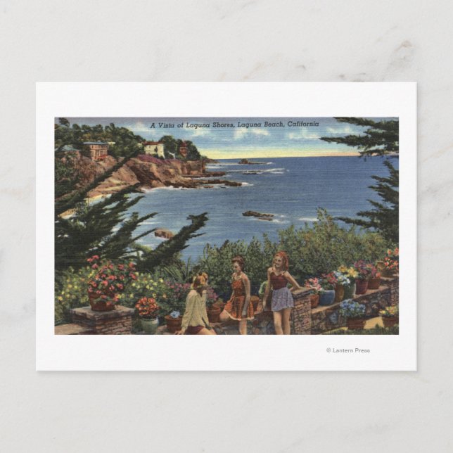 Girls Enjoying a Vista of Laguna Shores Postcard (Front)