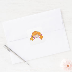 Girls Face Square Sticker