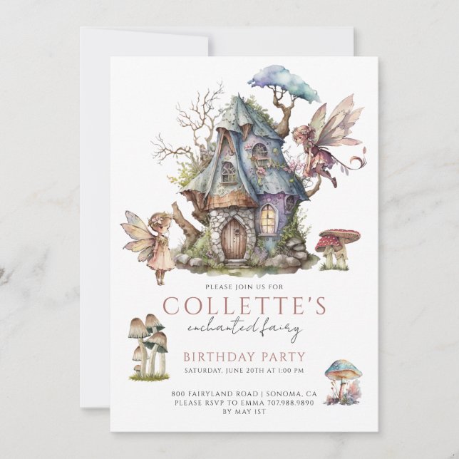 Girl's Fairy Birthday Party  Invitation (Front)