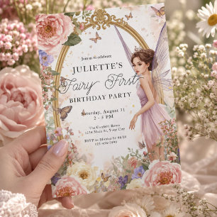 Girls Fairy First Magical Garden Birthday Invitation
