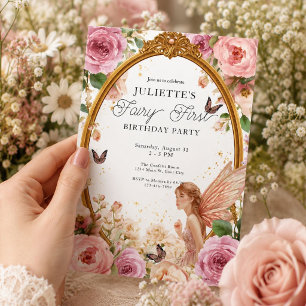 Girls Fairy First Magical Garden Birthday Invitation