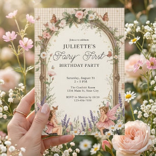 Girls Fairy First Magical Garden Birthday Invitation