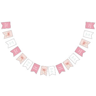 Girls Fairy Mushroom House Ribbon Twins Birthday Bunting