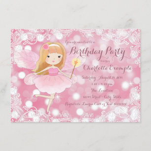 Girls Fairy Princess Birthday Party Invitation