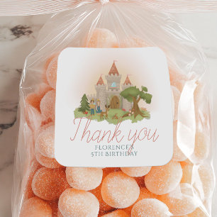 Girls Fairytale Castle Kids Birthday Favor Classic Round Sticker