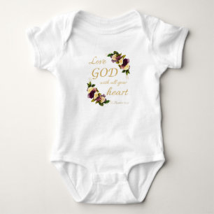 Girls Faith Flowers: Love GOD with All Your Heart Baby Bodysuit