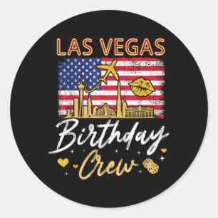 Girls Family Las Vegas Birthday Crew Squad Bday Classic Round Sticker