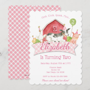 Girls Farm Birthday Party Invitation